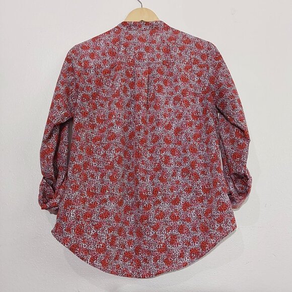 Michael Kors Oversized V-Neck Band Collar Pullover Blouse Zipper Pockets - Small - Picture 6 of 10